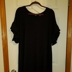 Black dress with ruffled sleeves